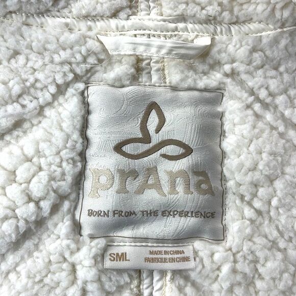 prAna Diva Softshell Jacket Womens Small S White Button Zip Front Sherpa Lined - Picture 9 of 14